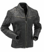 Classic Black Vintage Cafe Racer Leather Jacket