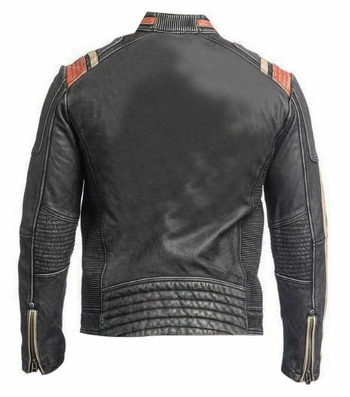Classic Vintage Cafe Distressed Leather Jacket Sale