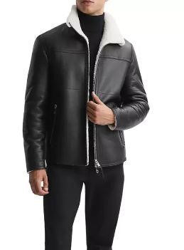 Coal-Black-Shearling-Leather-Jacket-Sale