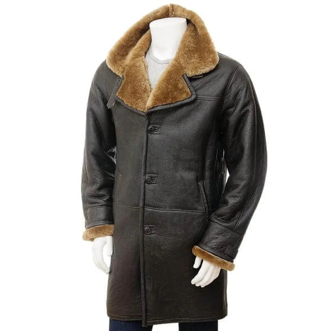 Pilot Sheepskin Black Shearling Jacket For Men Zing Apparel