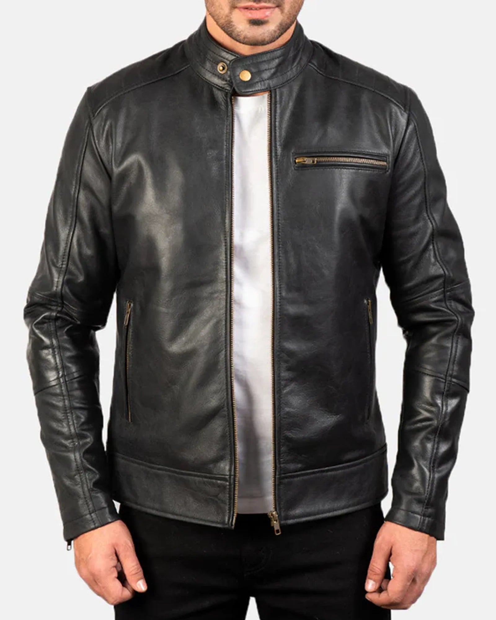 Dean Black Leather Biker Jacket