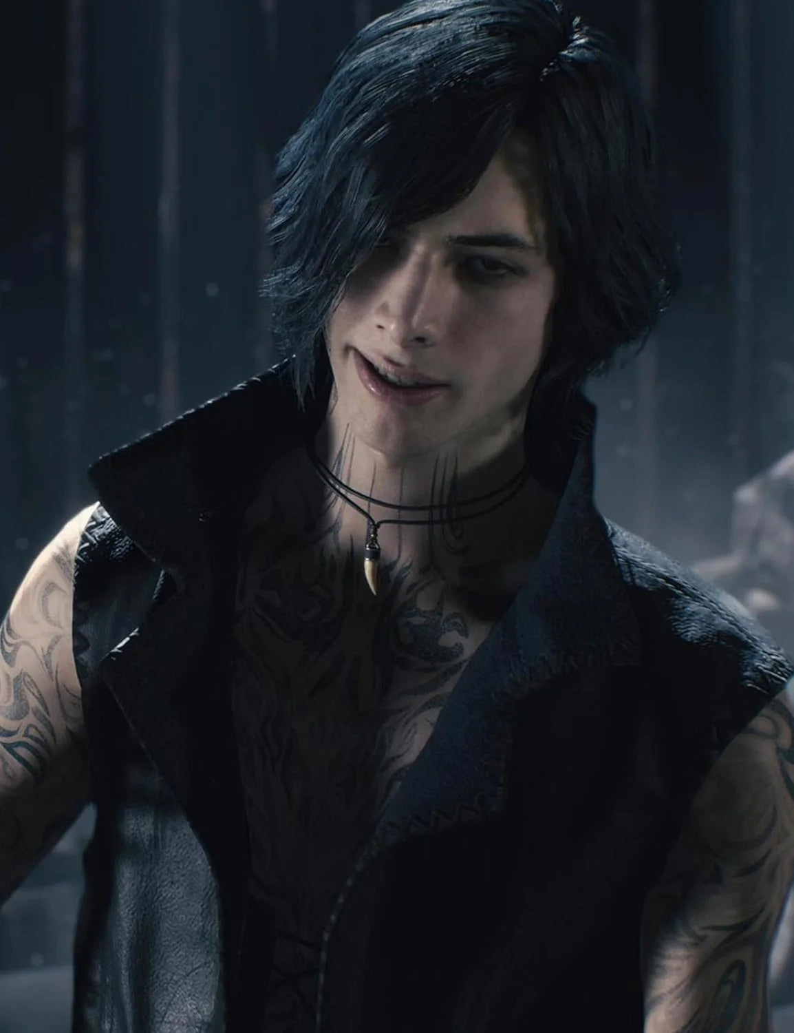 Devil May Cry 5 V Black Leather Coat