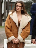 Devin Akin brown shearling suede jacket S02
