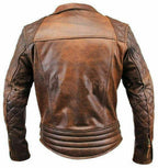 Distressed Leather Quilted Biker Jacket Buy