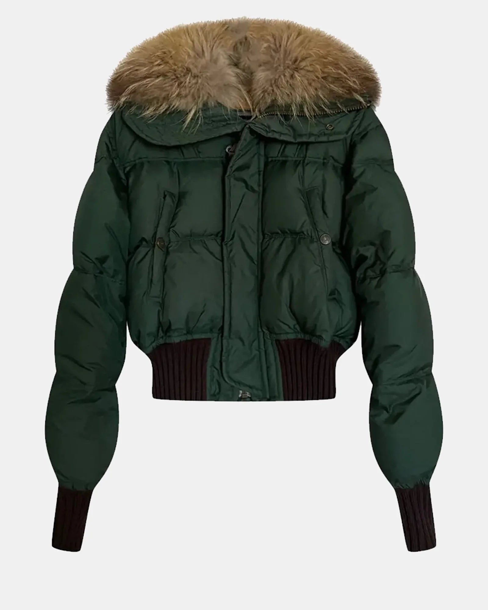 Dsquared2_Down_Cropped_Puffer_Racoon_Fur_Collar_And_Hooded_Jacket