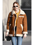 Elegant-Karen-Gillan-Sheepskin-Shearling-Leather-Jacket-Coat-2