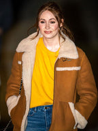 Elegant-Karen-Gillan-Sheepskin-Shearling-Leather-Jacket-Coat-3