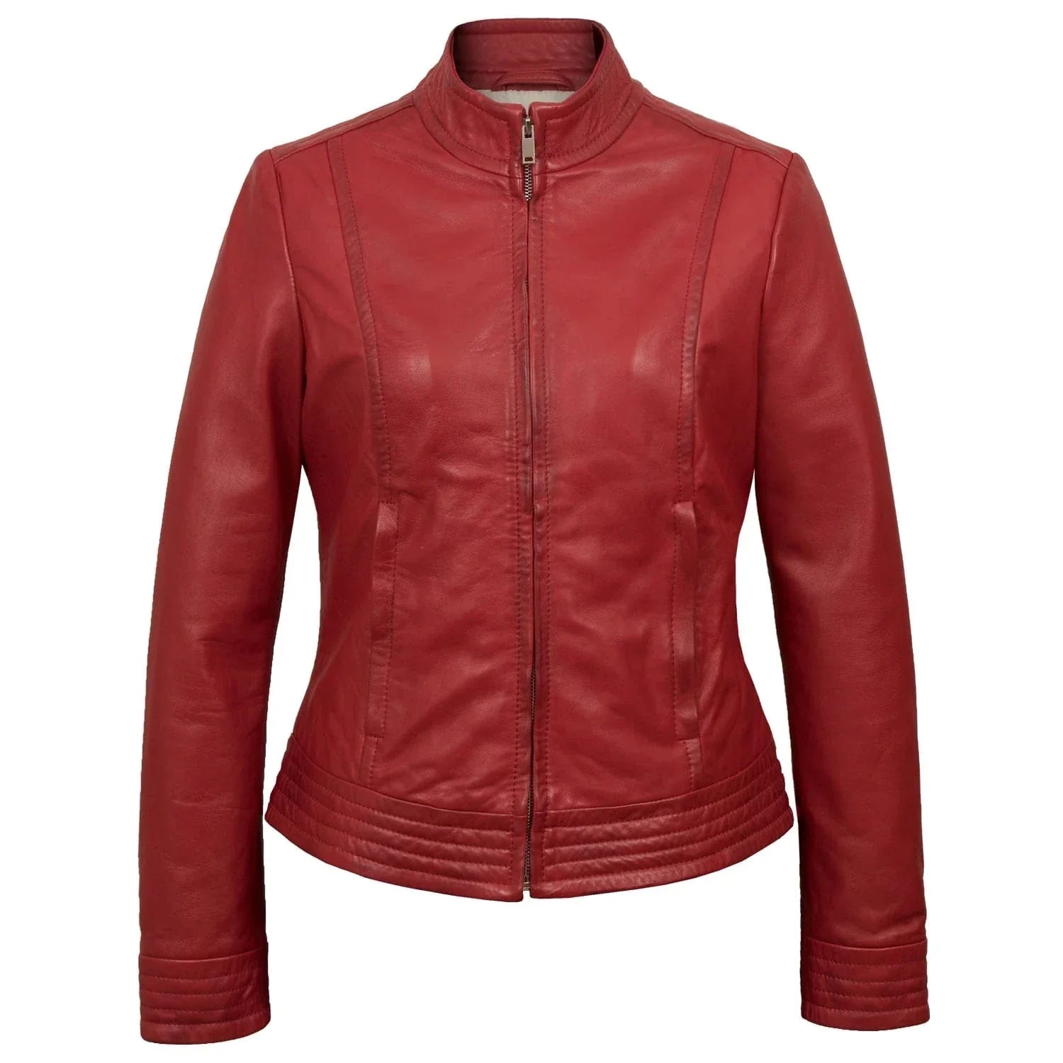 Women Biker Jacket, Leather Jacket Red Zing Apparel