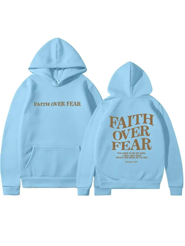 Faith Over Fear Hoodie Blue