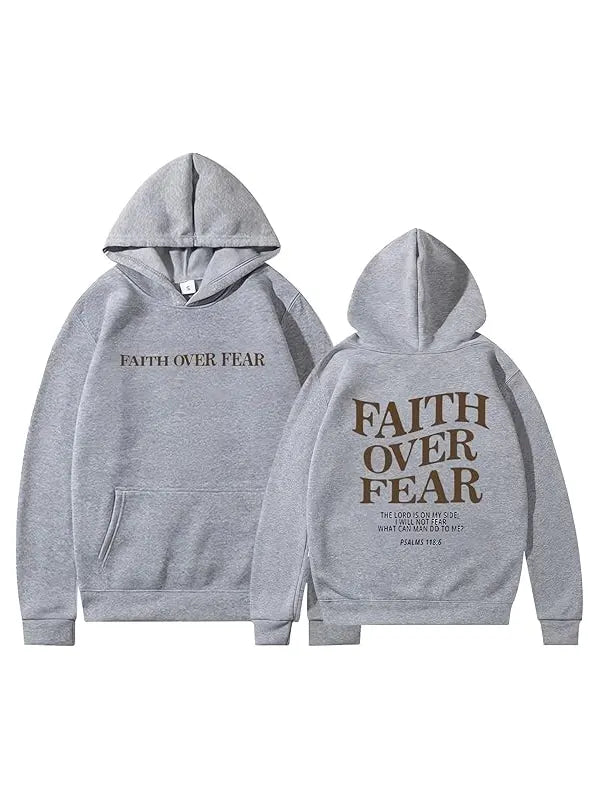 Faith Over Fear Hoodie Grey