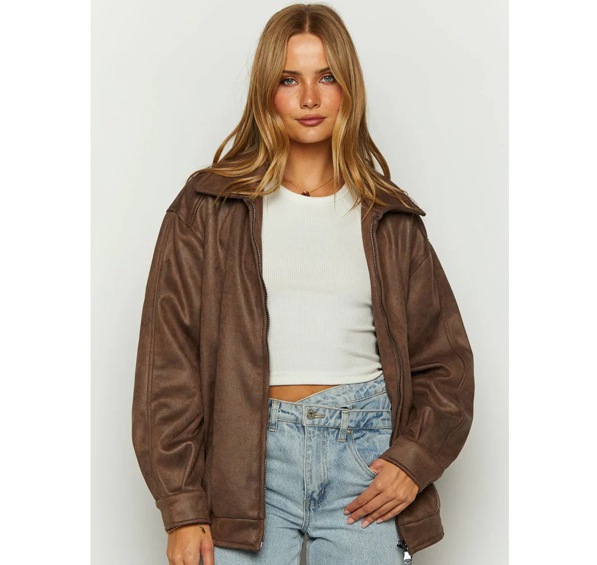 For_Sale_Brown_Suede_Bomber_Jacket