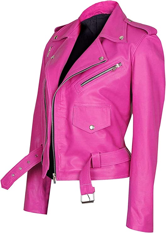 Free_Shipping_Jessica_Alba_Hot_Pink_Leather_Jacket