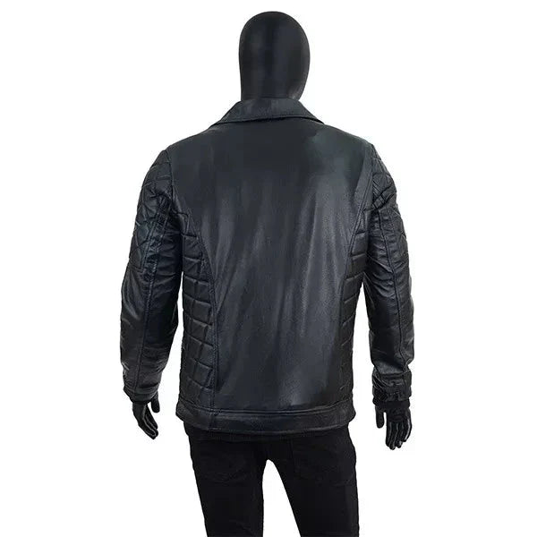 Seth Rollins Black Fur Black Leather Jacket Zing Apparel