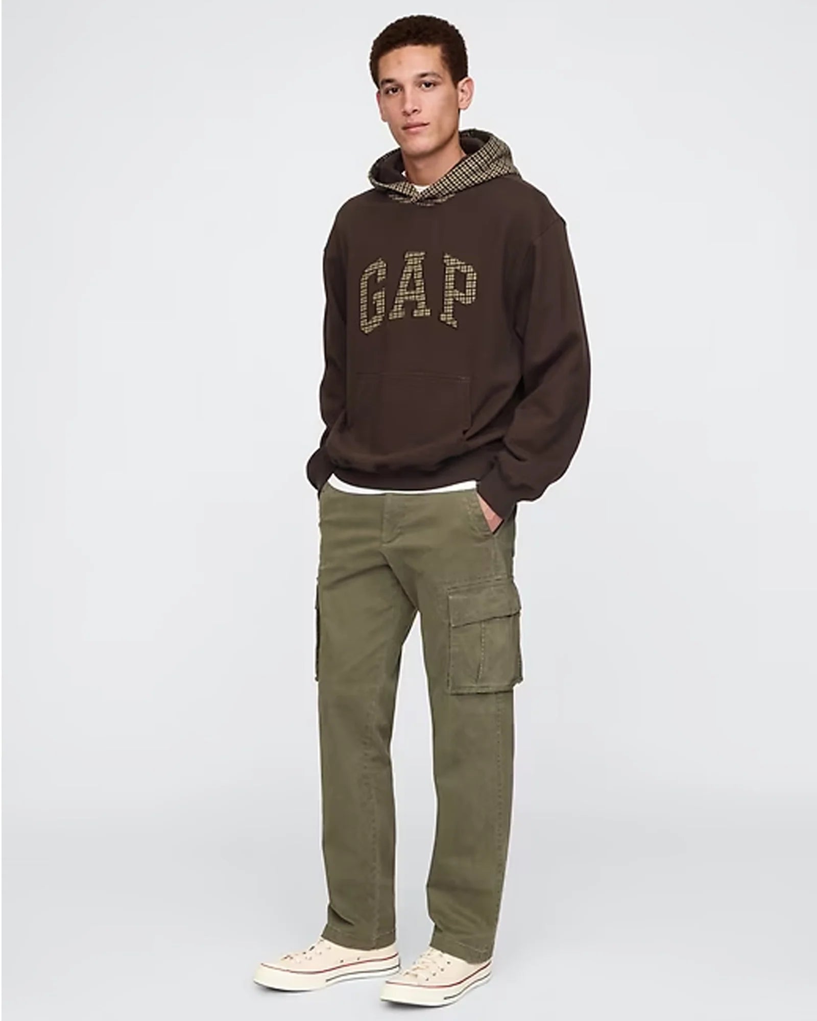 Gap-Houndstooth-Logo-Hoodie-Terra-Brown-Sale