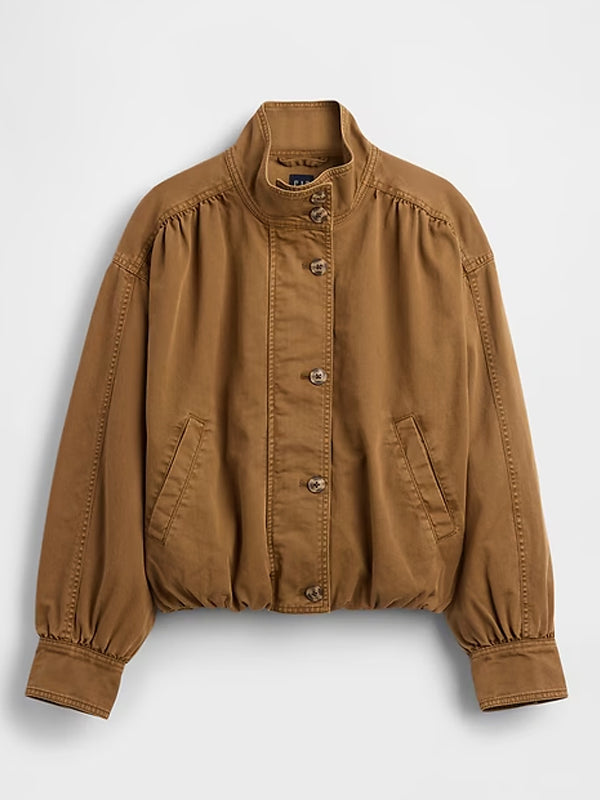Gap-Twill-Bubble-Jacket-In-Brown