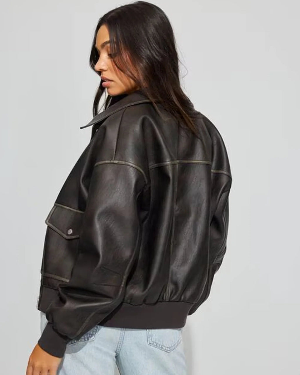 Garage-Clothing-Brown-Leather-Jacket-back-View