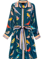 Good Morning America 2026 Ginger Zee Blue Bird Print Shirt