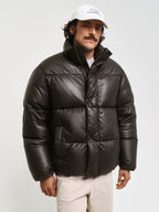 Goose-Down-Leather-Puffer-Jacket-Brown