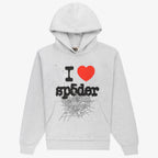 Grey I Love Spider Hoodie