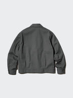 Grey Uniqlo bomber blouson jacket minimal design
