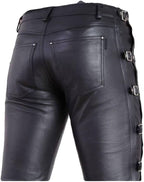 Handmade_Black_Leather_Pants_with_Side_Buckles_Sale