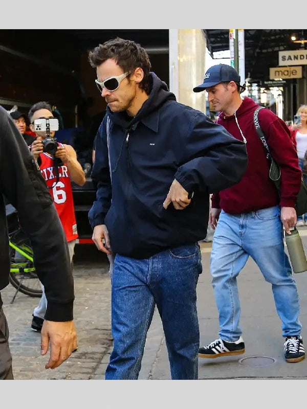Harry-Styles-Prada-Zipper-cotton-Jacket-Navy