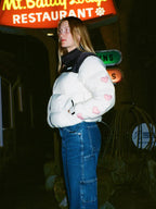 "Heart on My Sleeve" Puffer Jacket in Cream
