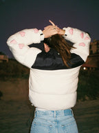 "Heart on My Sleeve" Puffer Jacket in Cream