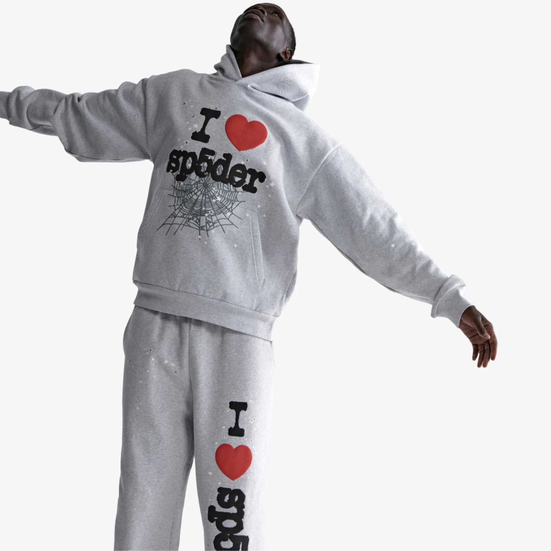Grey I Love Spider Hoodie