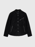 John Varvatos suede shirt jacket front view