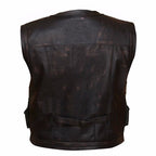 Safari Black Leather Vest Men, Sleeveless Zing Apparel