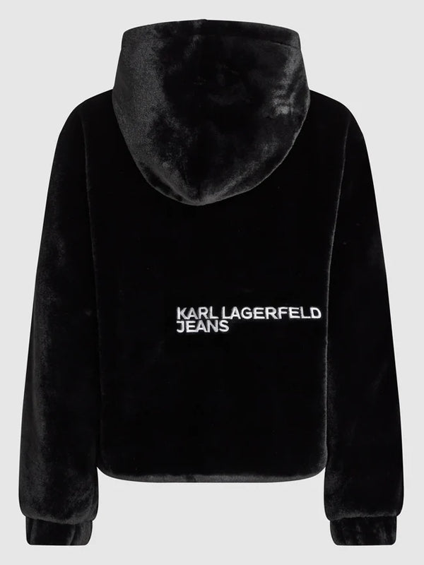 Karl-Lagerfeld-Faux-Fur-Jacket-Black