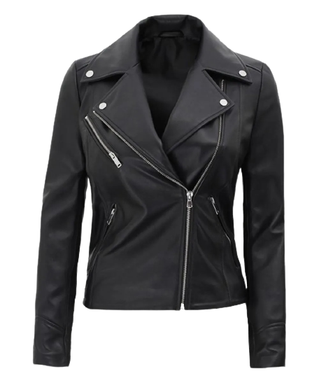 Kinzie Stylish Leather Biker Jacket Women, Black Zing Apparel