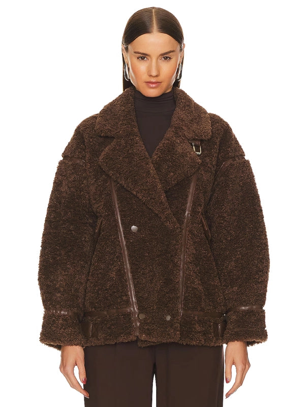 LAMARQUE-Badu-Faux-Shearling-Jacket-Brown