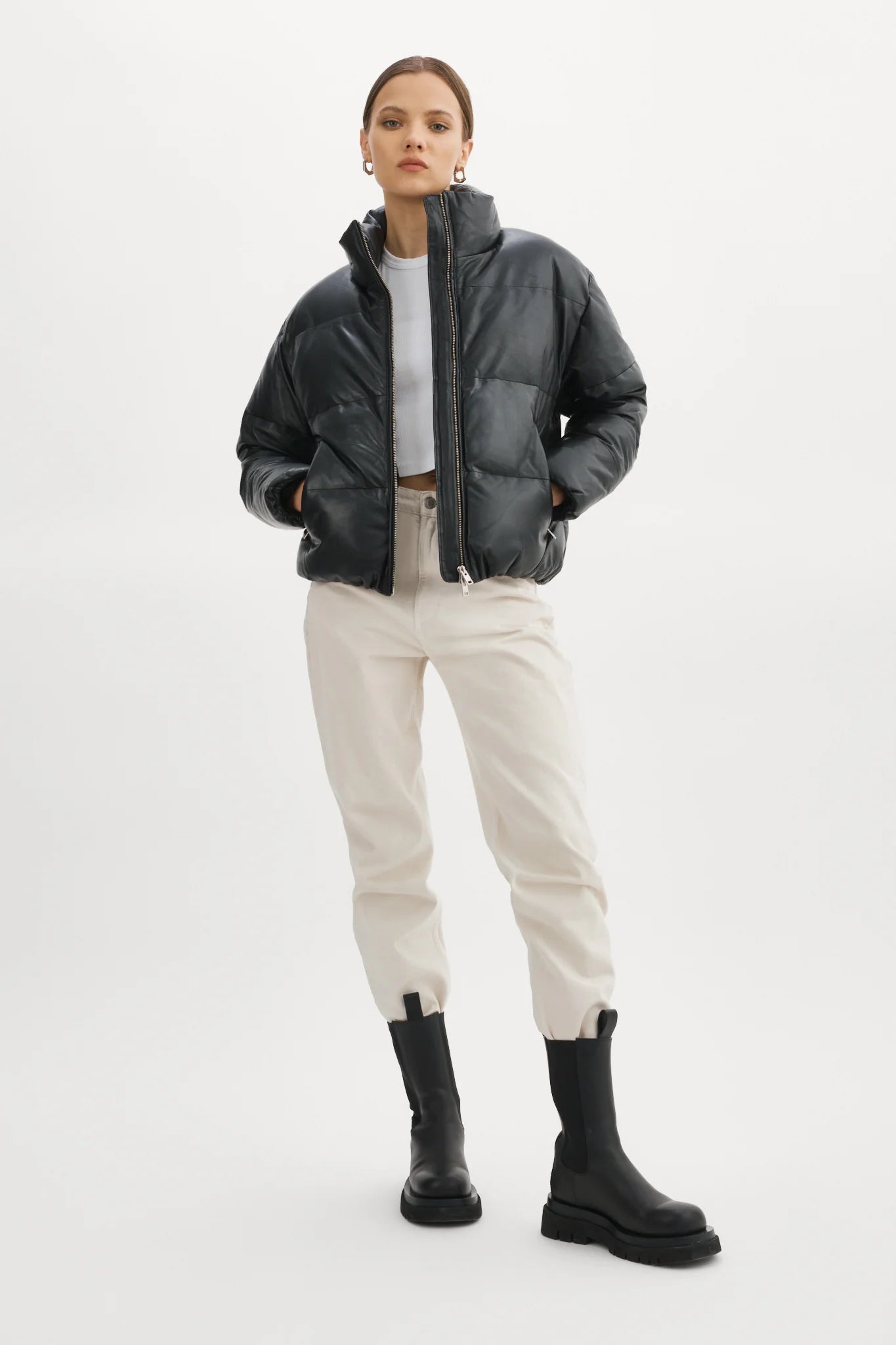 LAMARQUE-Iris-Leather-Black-Puffer-Jacket