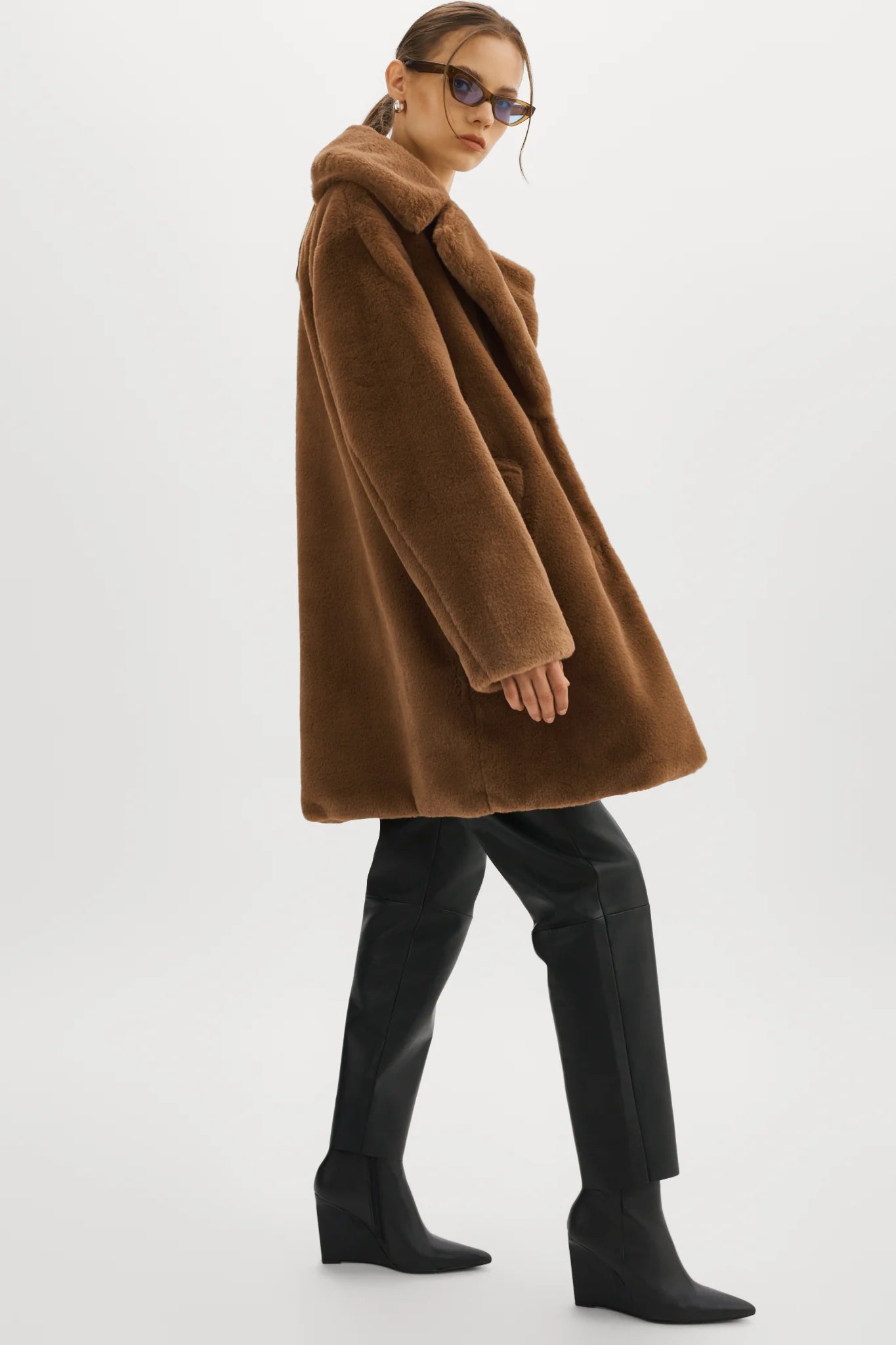 LAMARQUE-Linnea-Faux-Fur-Coat-Brown