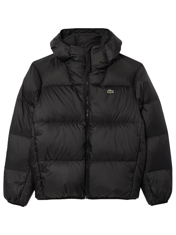 Lacoste-Mens-Water-Repellent-Hooded-Down-Black-Jacket
