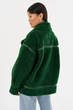 Badu Faux Fur Jacket In Green Lamarque