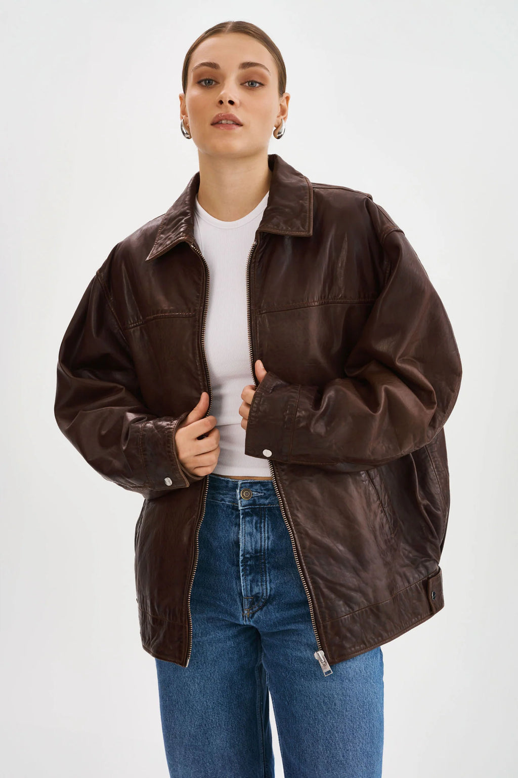 Lamarque-Theia-Oversized-Leather-Bomber-Jacket-In-Dark-Brown