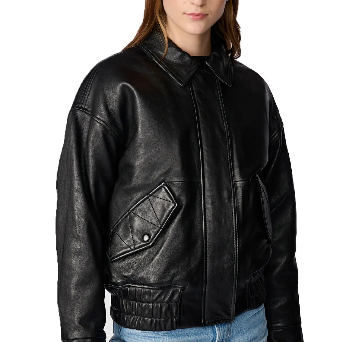 Leather Aviator Jacket Womens