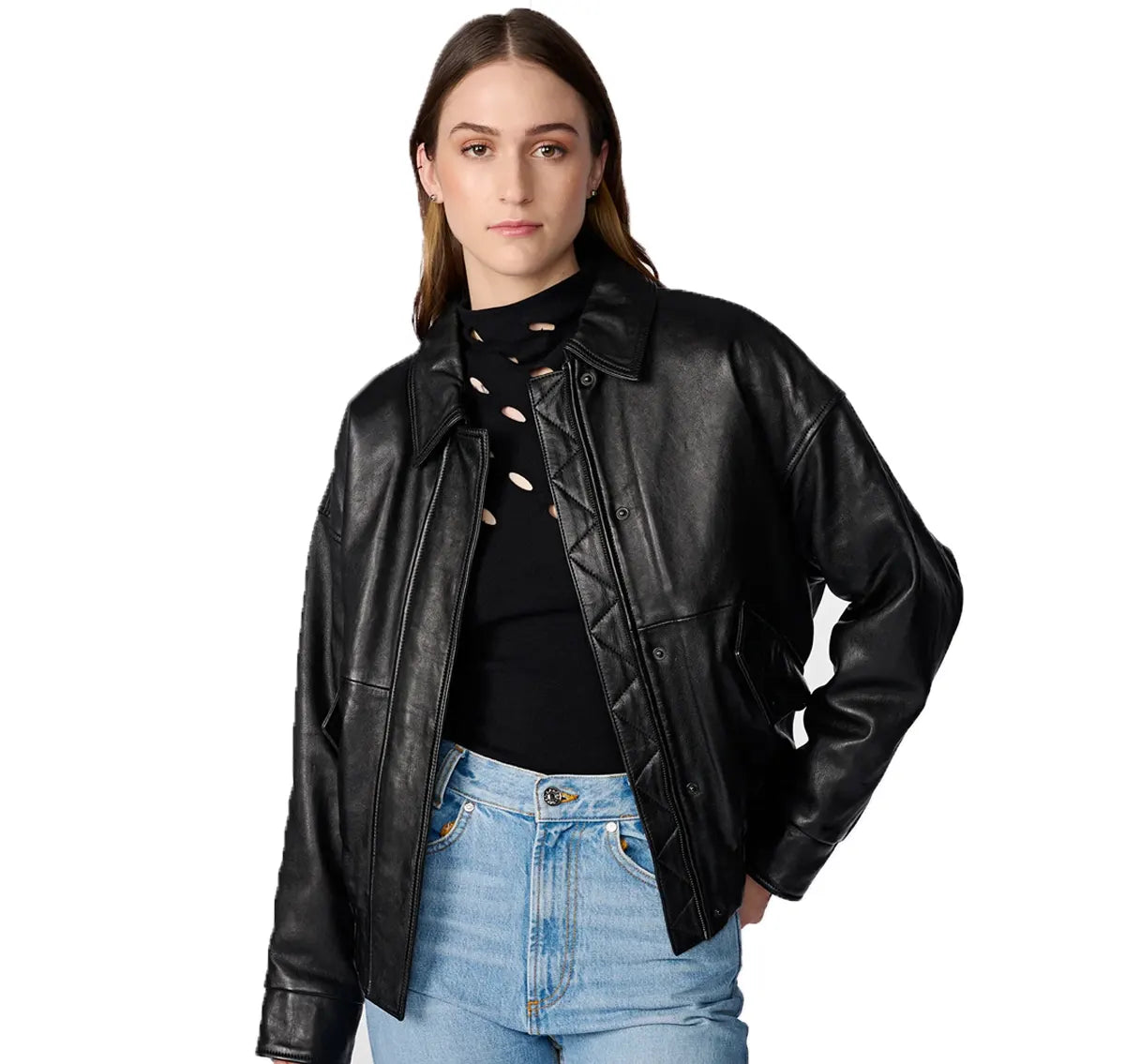 Leather Aviator Jacket Womens