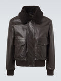 Lemaire-Brown-Shearling-Collar-Leather-Jacket