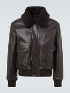 Lemaire-Brown-Shearling-Collar-Leather-Jacket