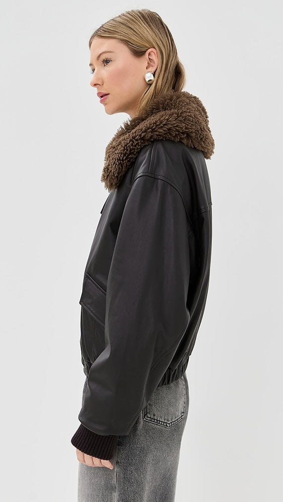 Lemaire-Leather-Blouson-With-Shearling-Collar-Dark-Espresso