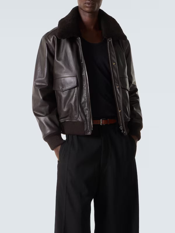 Lemaire-Shearling-Collar-Leather-Jacket
