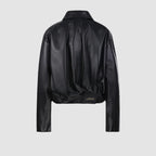 Loewe-Black-Lambskin-Draped-Leather-Jacket-For-Womens