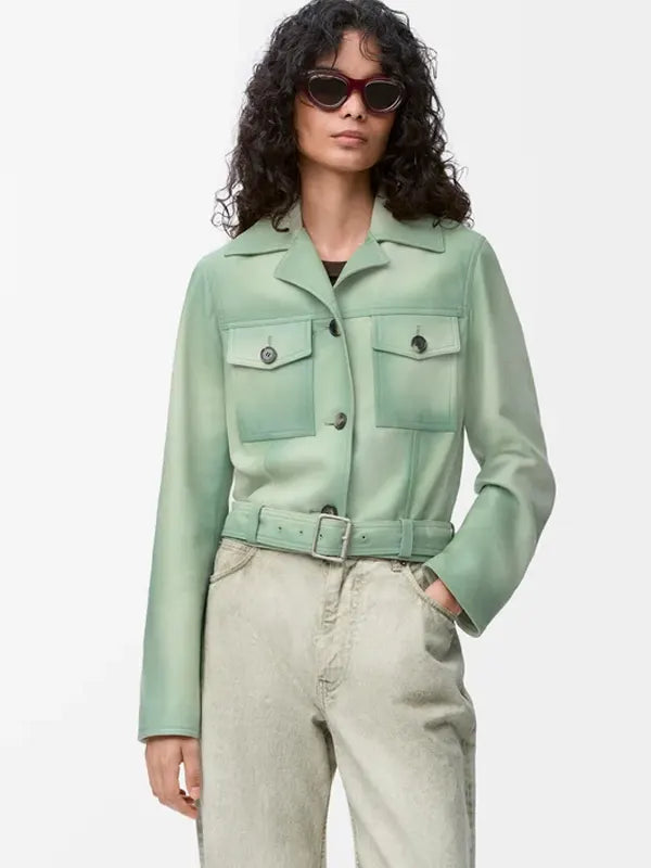 Loewe Suede Jacket Green
