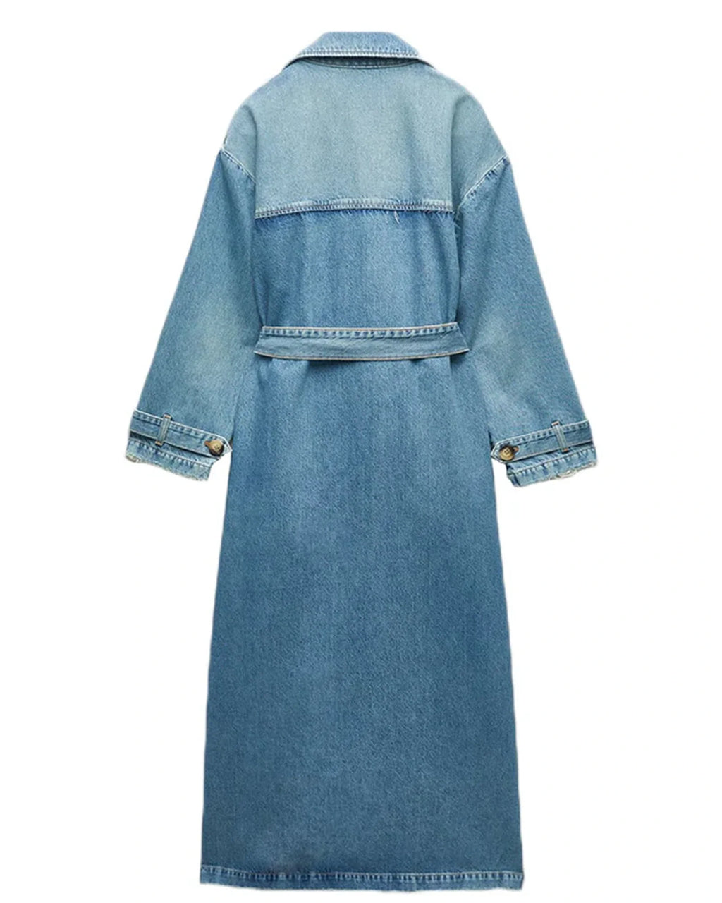 Long-Denim-Trench-Coat-Women-Back-Side