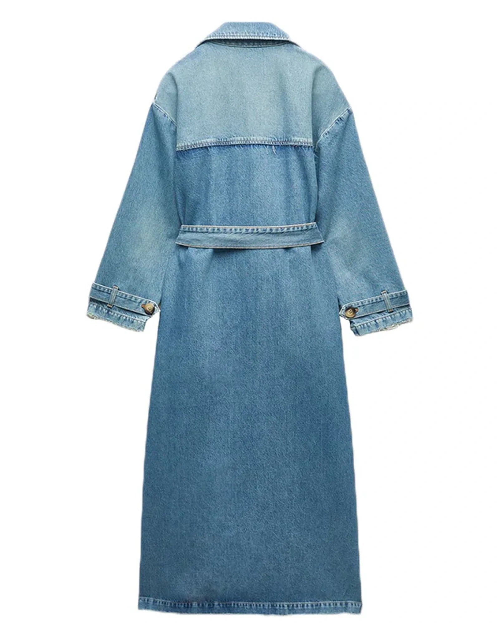 Long-Denim-Trench-Coat-Women-Back-Side