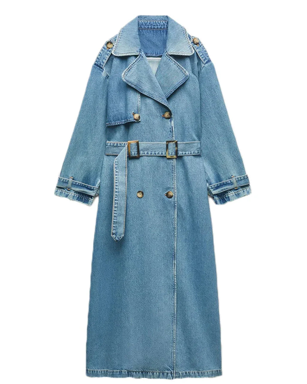 Long-Denim-Trench-Coat-Women
